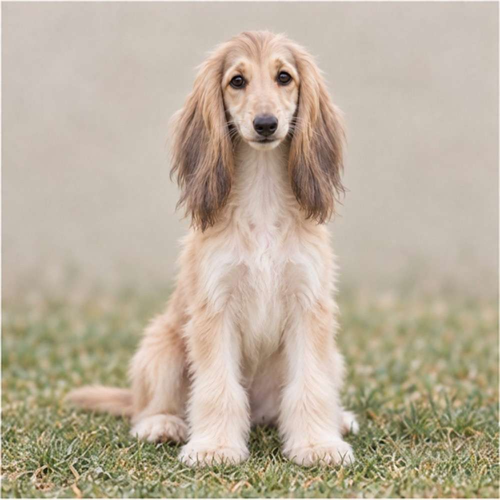 Elegant Afghan Hound with long, flowing coat, standing gracefully outdoors