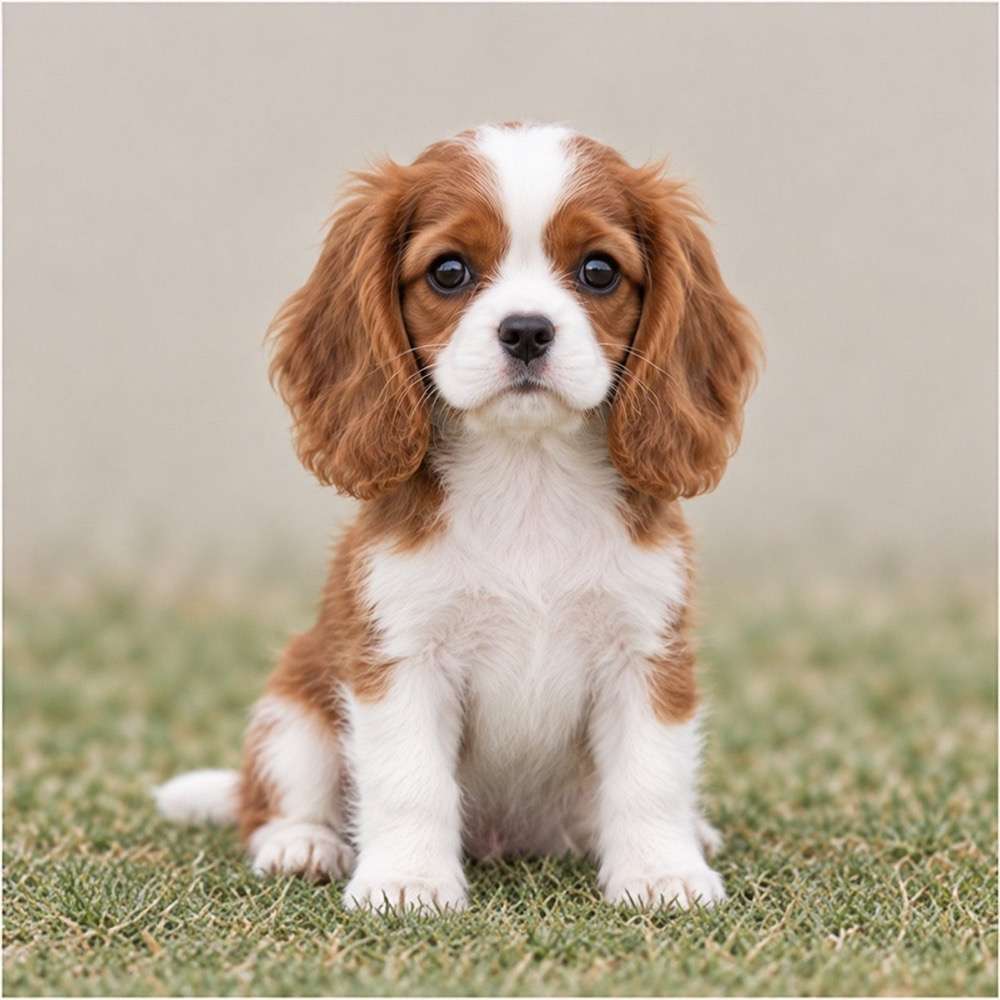 A small, elegant dog with a silky coat, looking up attentively