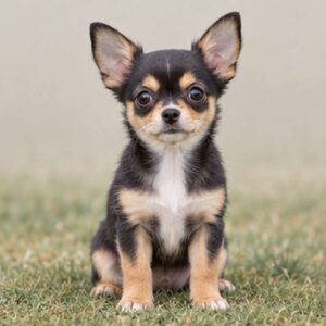 Small, tan Chihuahua with large ears, standing alert and confident