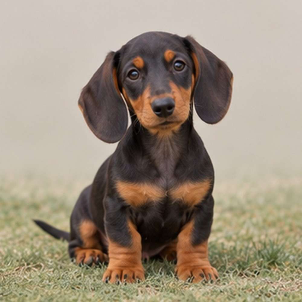 Short-statured dog with a long body, smooth coat, and alert expression
