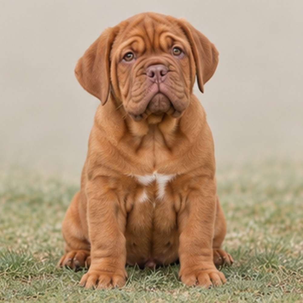 Large muscular dog with a short, fawn-colored coat, standing proudly