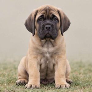 Large, muscular dog with a short, fawn coat sitting confidently