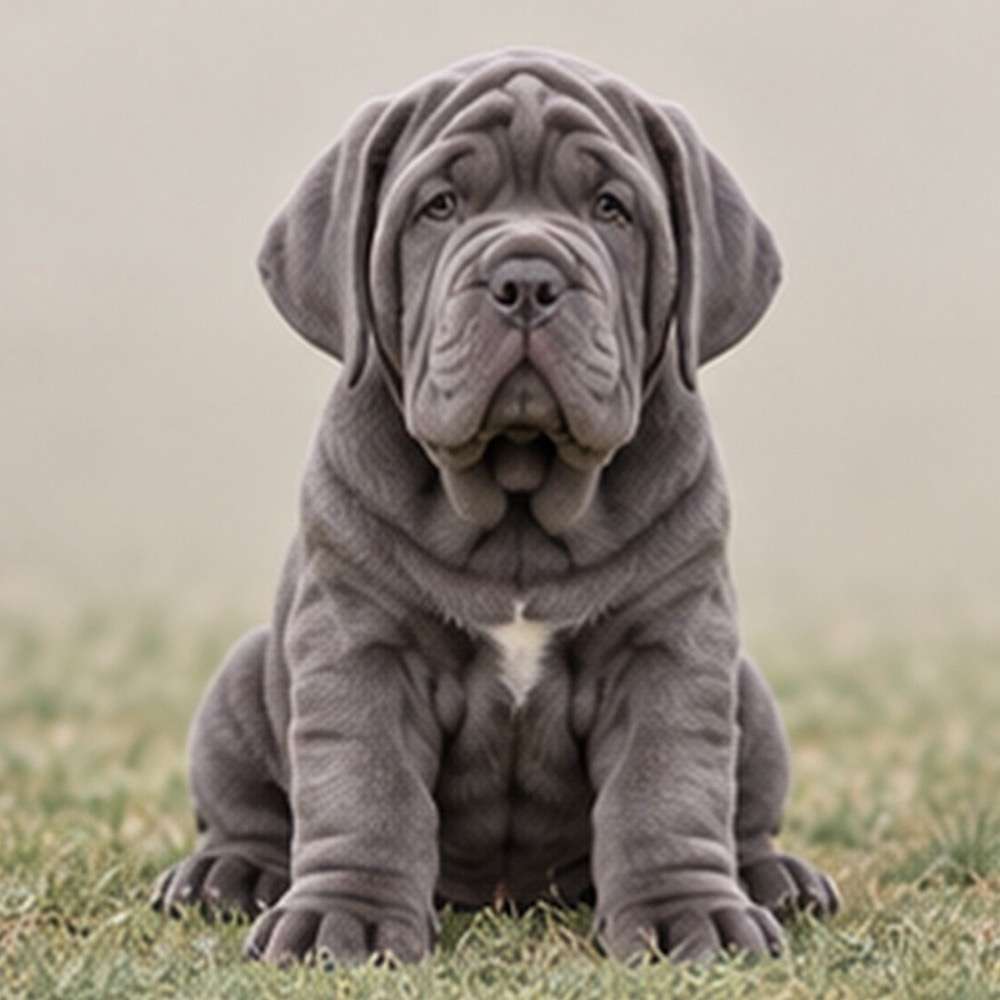 Large, wrinkled dog with a loose, short coat, standing proudly