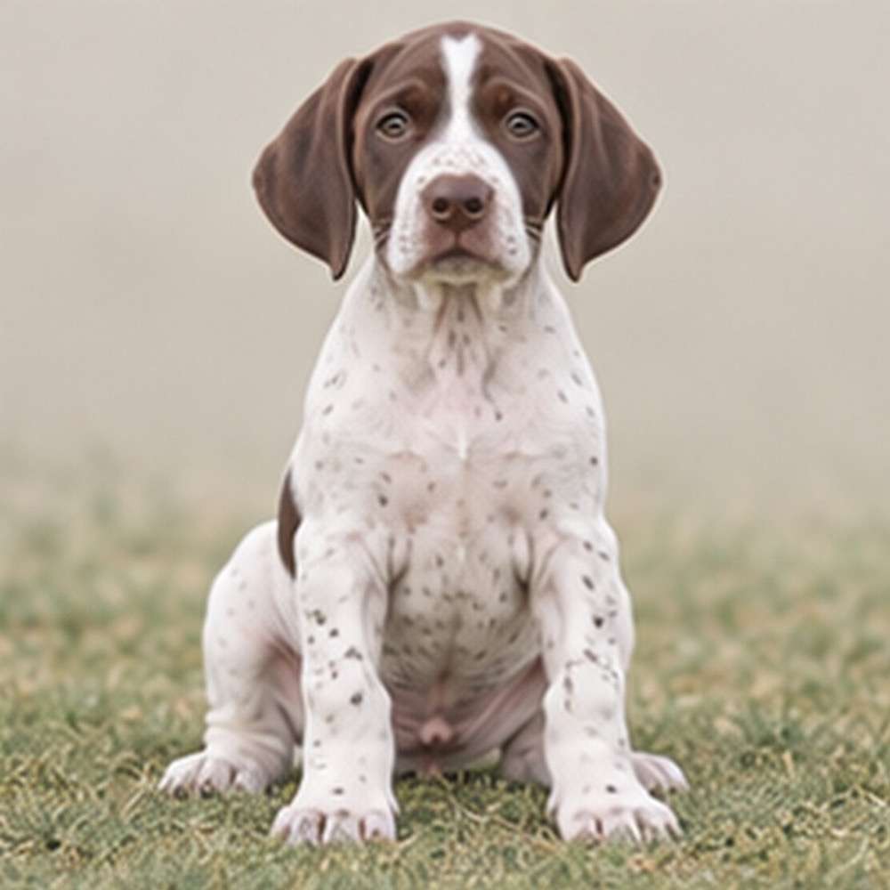 A sleek, athletic dog with a short coat, standing alert in a grassy field