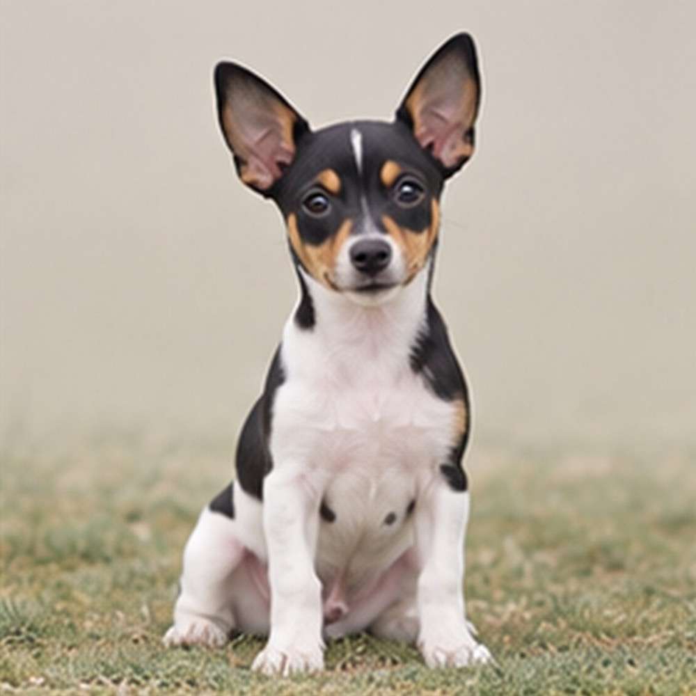 Small, energetic dog with a short, smooth coat, standing alert and playful