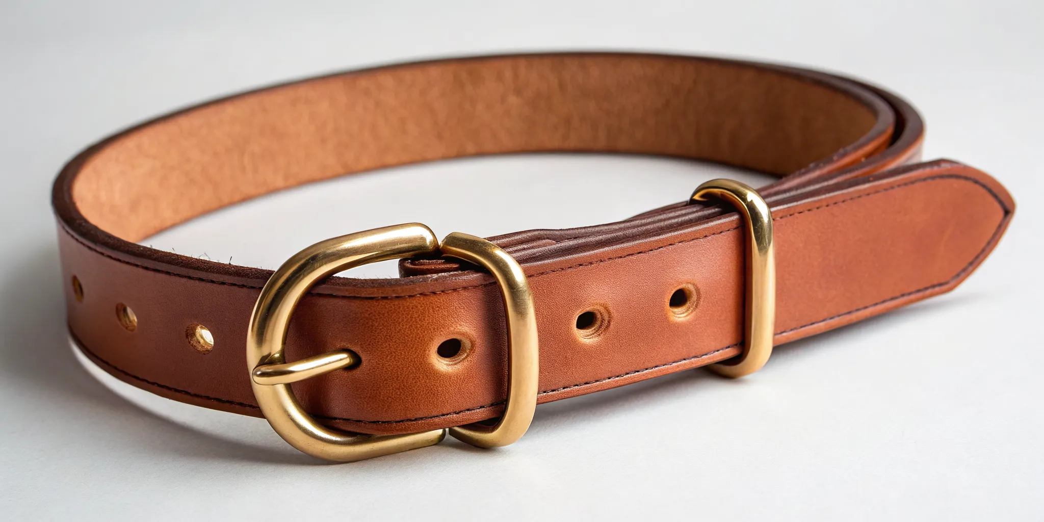Durable Auburn Leathercrafters brown leather dog collar with brass hardware.